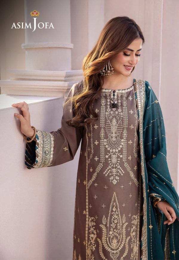 3 Pcs Chiffon With Zari Work | Asim jofa