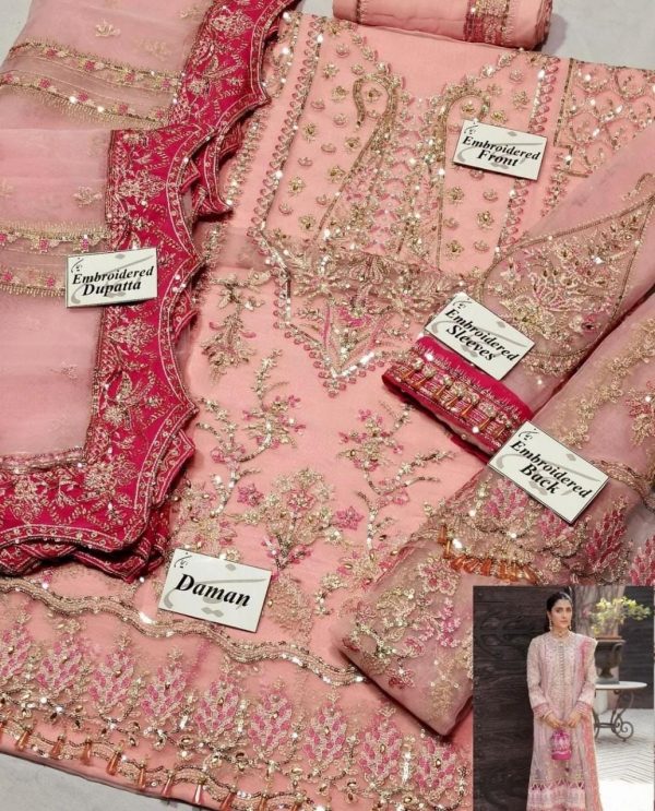 3 PCS ORGANZA EMBROIDERED SUIT | AFROZEH