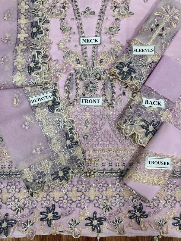 3 PCS ORGANZA WITH PULSE & SEQUENCE | EMAAN ADEEL