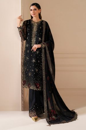 3 Pcs Chiffon with SEQUENCE Work | JAZMIN