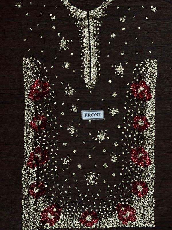 3 Pcs Chiffon with SEQUENCE Work | JAZMIN