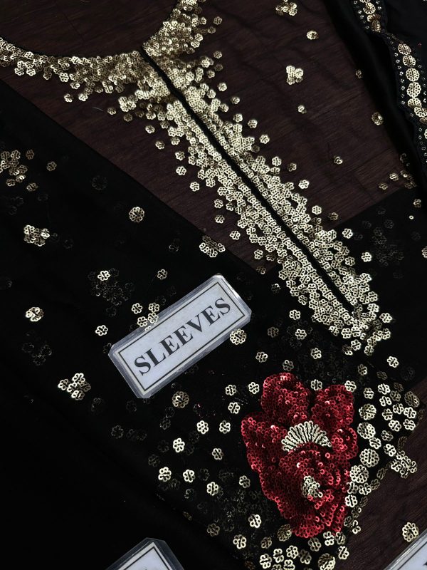 3 Pcs Chiffon with SEQUENCE Work | JAZMIN