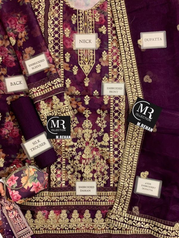 3 PCS ORGANZA EMBROIDERED SEQUENCE | TAWWAKKAL