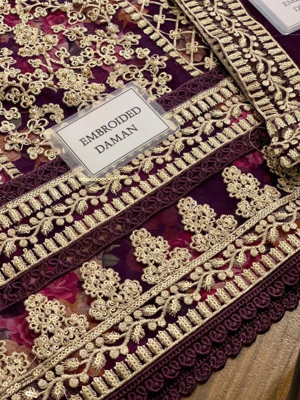 3 PCS ORGANZA EMBROIDERED SEQUENCE | TAWWAKKAL