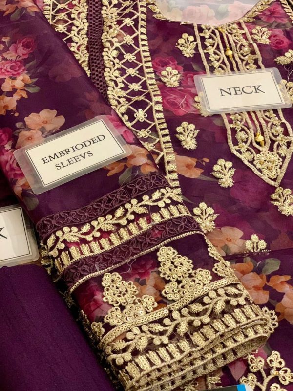 3 PCS ORGANZA EMBROIDERED SEQUENCE | TAWWAKKAL